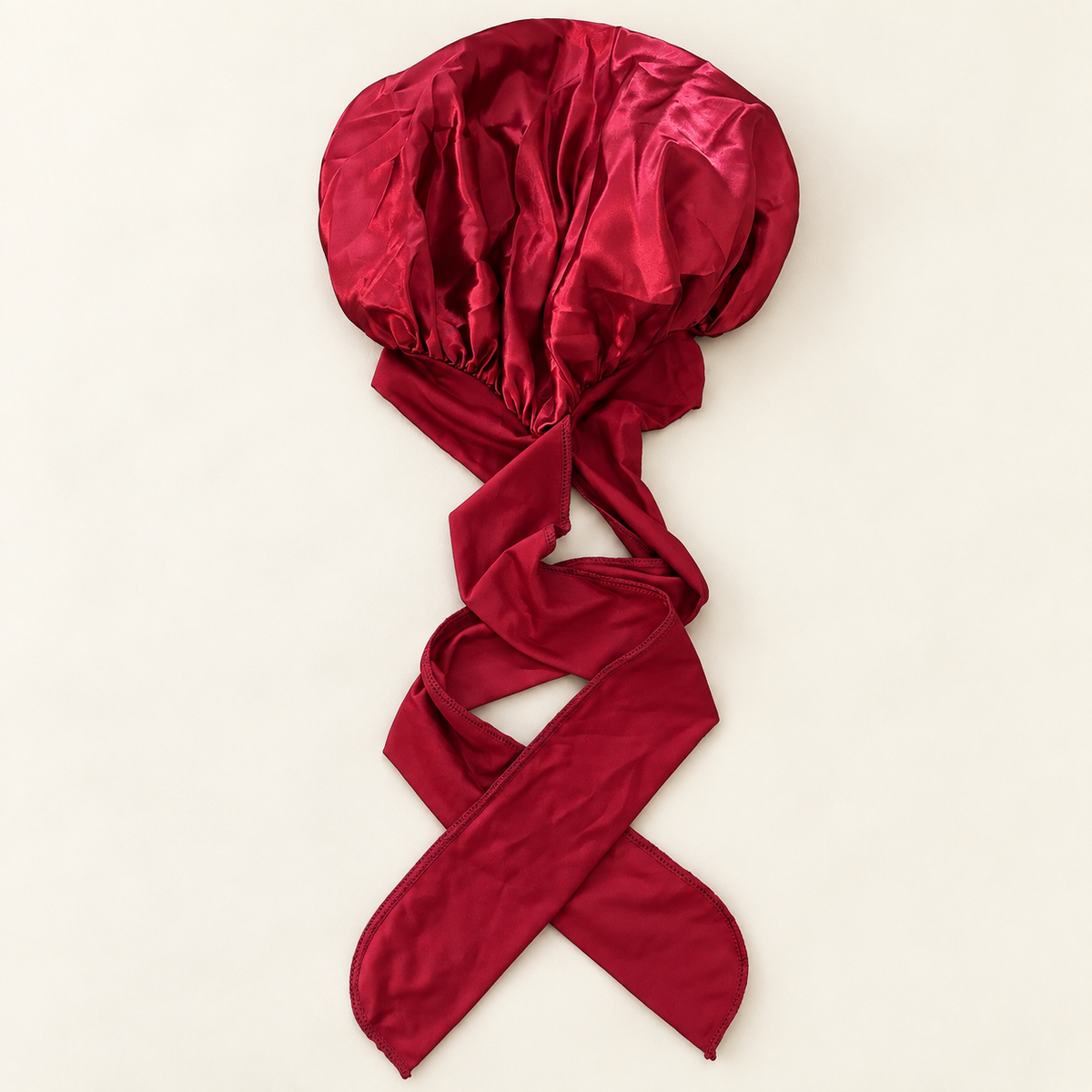 Bonnet de nuit en satin à nouer – Bordeaux